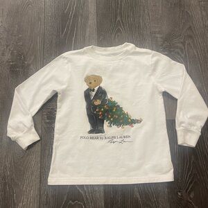 Polo by Ralph Lauren Kids White Long Sleeve Bear Cotton Tee